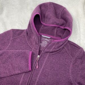 LL Bean Purple Full Zip Up Hooded Jacket Long Length Coat Women's S 290303